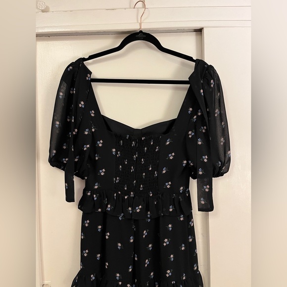 WAYF Cici Bustier Tiered Maxi Dress in Black Ditsy, Size Small - Picture 9 of 10